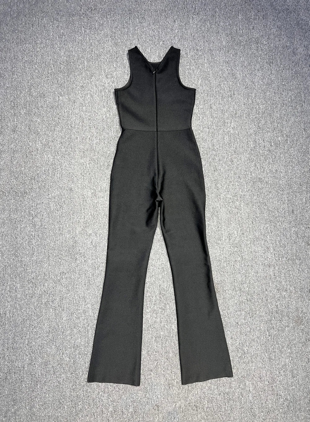 Black Color Women Sleeveless Sexy Rivet Bodycon Bandage Jumpsuit Fashion Celebrate Nightclub Party Homecoming Wear