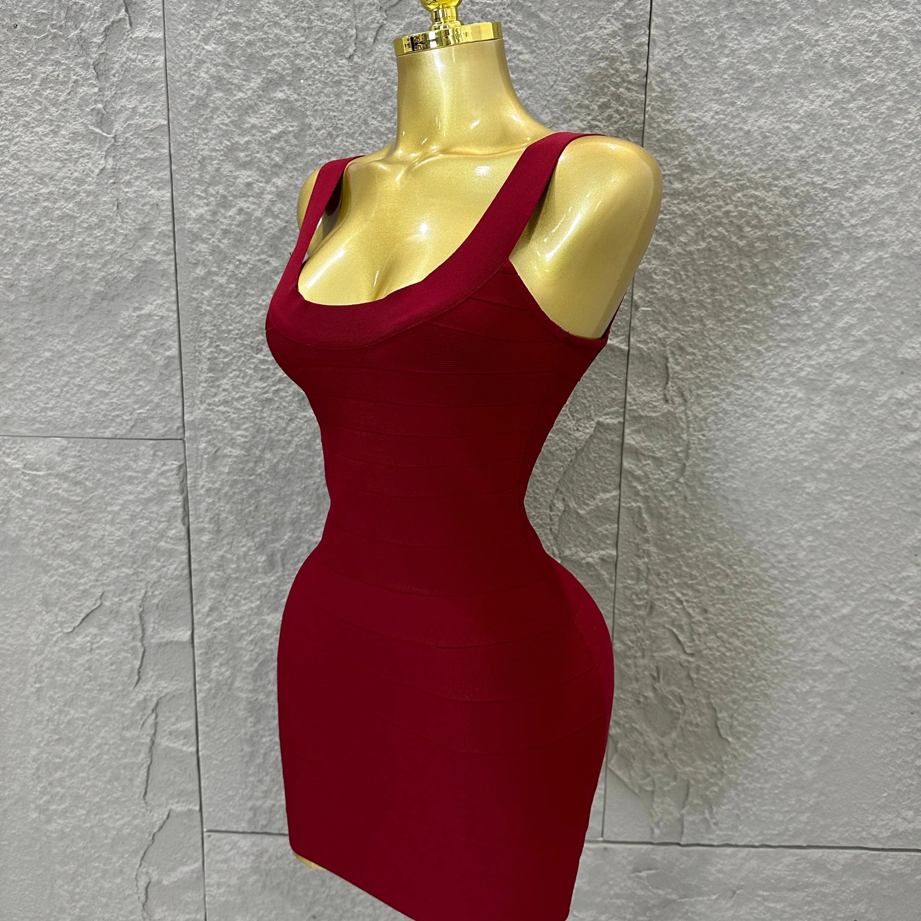 Elegant White Bandage Mini Dress Women Sexy Scoop Neck Sleeveless Bodycon Evening Party Cocktail Party Costume