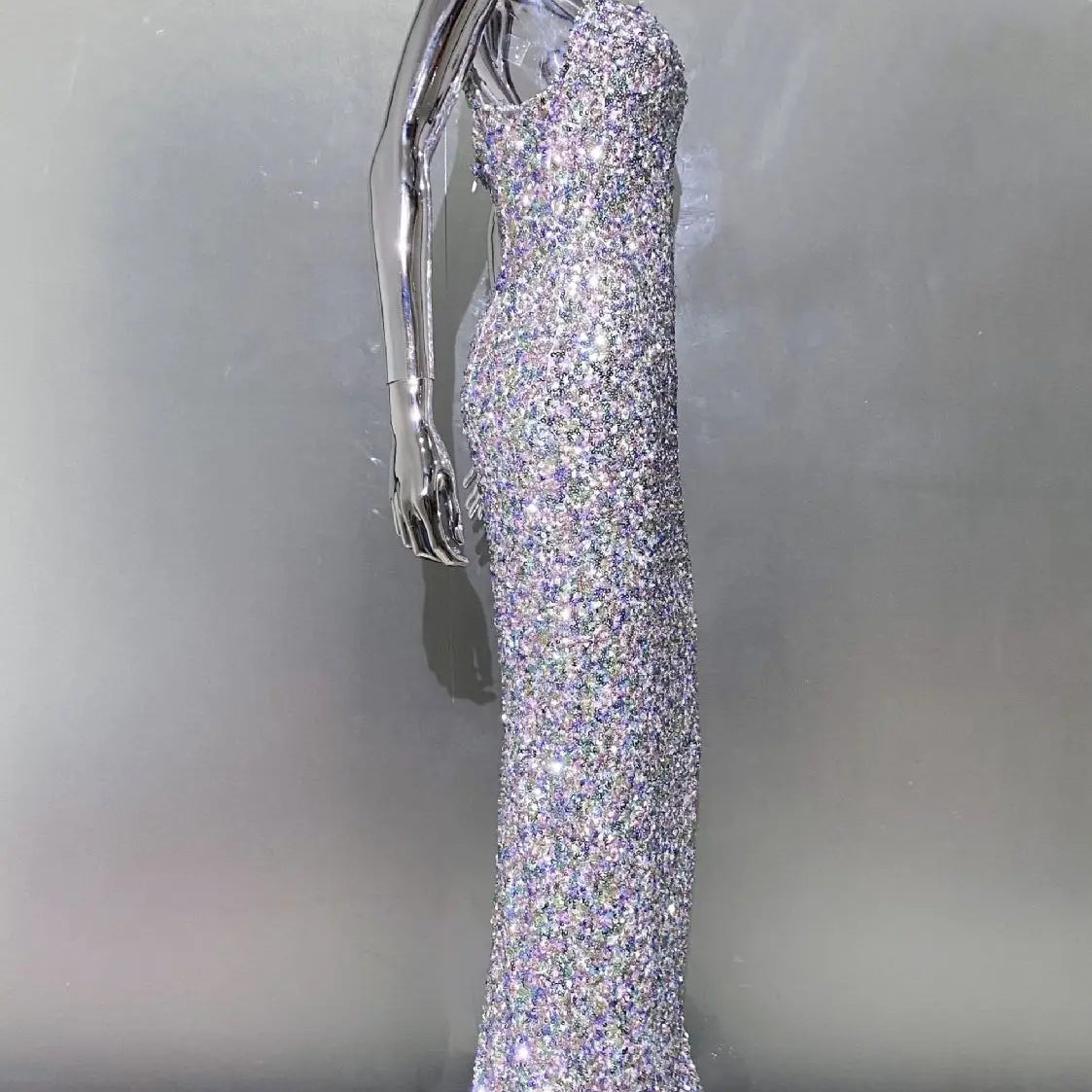 Shinning Sequins Women Sleeveless Sexy Square Collar Bodycon Long Fashion Evening Party Dress Birthday Prom Outfit Vestido