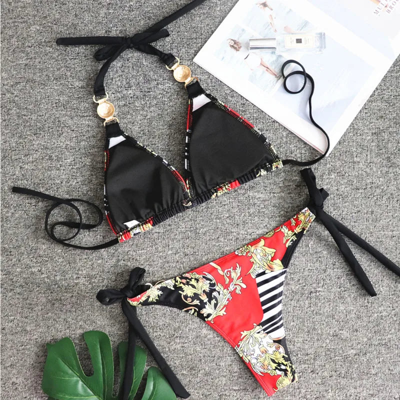 Summer Sexy Print Bikinis Women's Swimwear Female Swimsuit Swimming Bathing Suits Brazilian Bikini Set Beachwear Bather