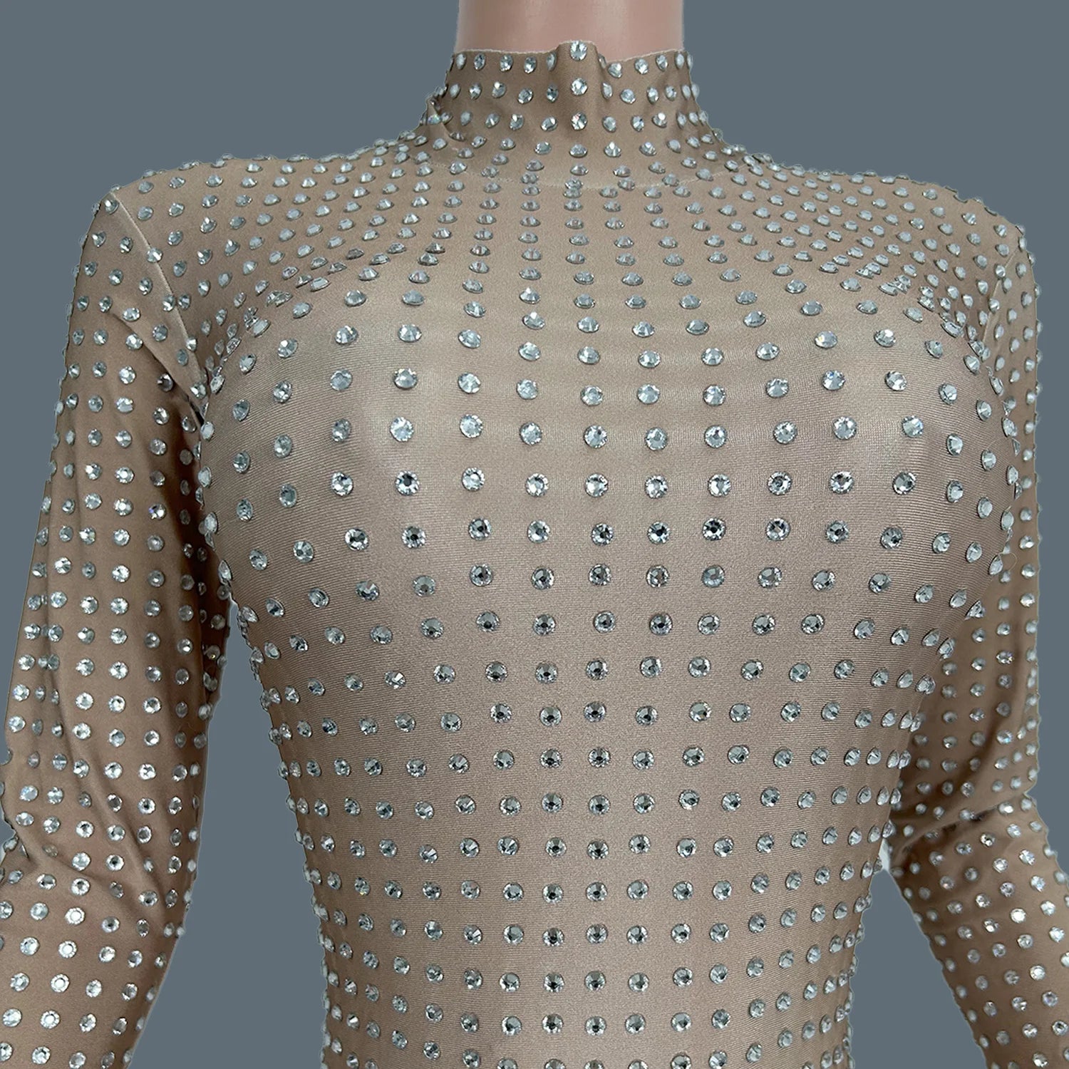 Sparkly Full Rhinestone Spandex High-end Jumpsuit Women Sexy Nightclub Party gig Dance Performance Tight Fitting Outfit Paiduiku