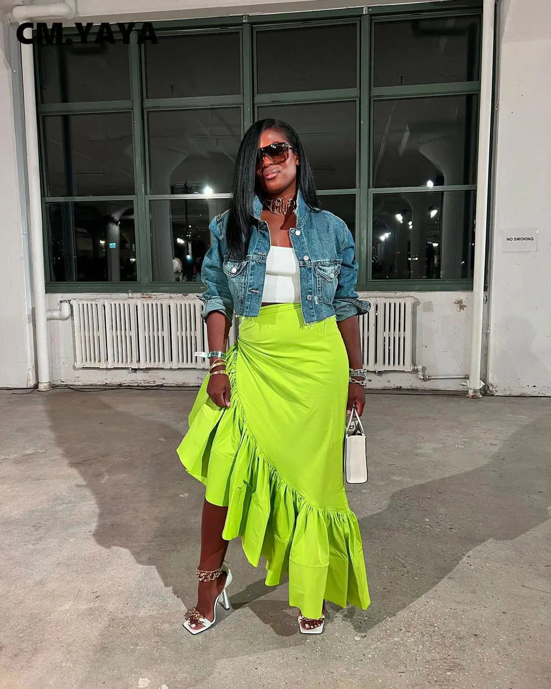 Women Ruffles Hem Asymmetrical High Waist Maxi Long Skirt 2022 Autumn Winter Streetwear INS Fashion Skirts