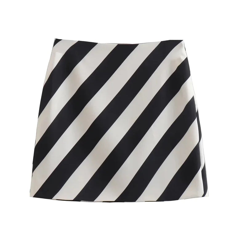 TRAF Stripes Short Skirt Women 2022 Fashion Office Lady High-waisted Mini Skirt Woman Summer Clothing Elegant Female Skirts Set Skirt
