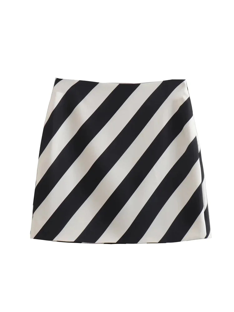 TRAF Stripes Short Skirt Women 2022 Fashion Office Lady High-waisted Mini Skirt Woman Summer Clothing Elegant Female Skirts Set Skirt