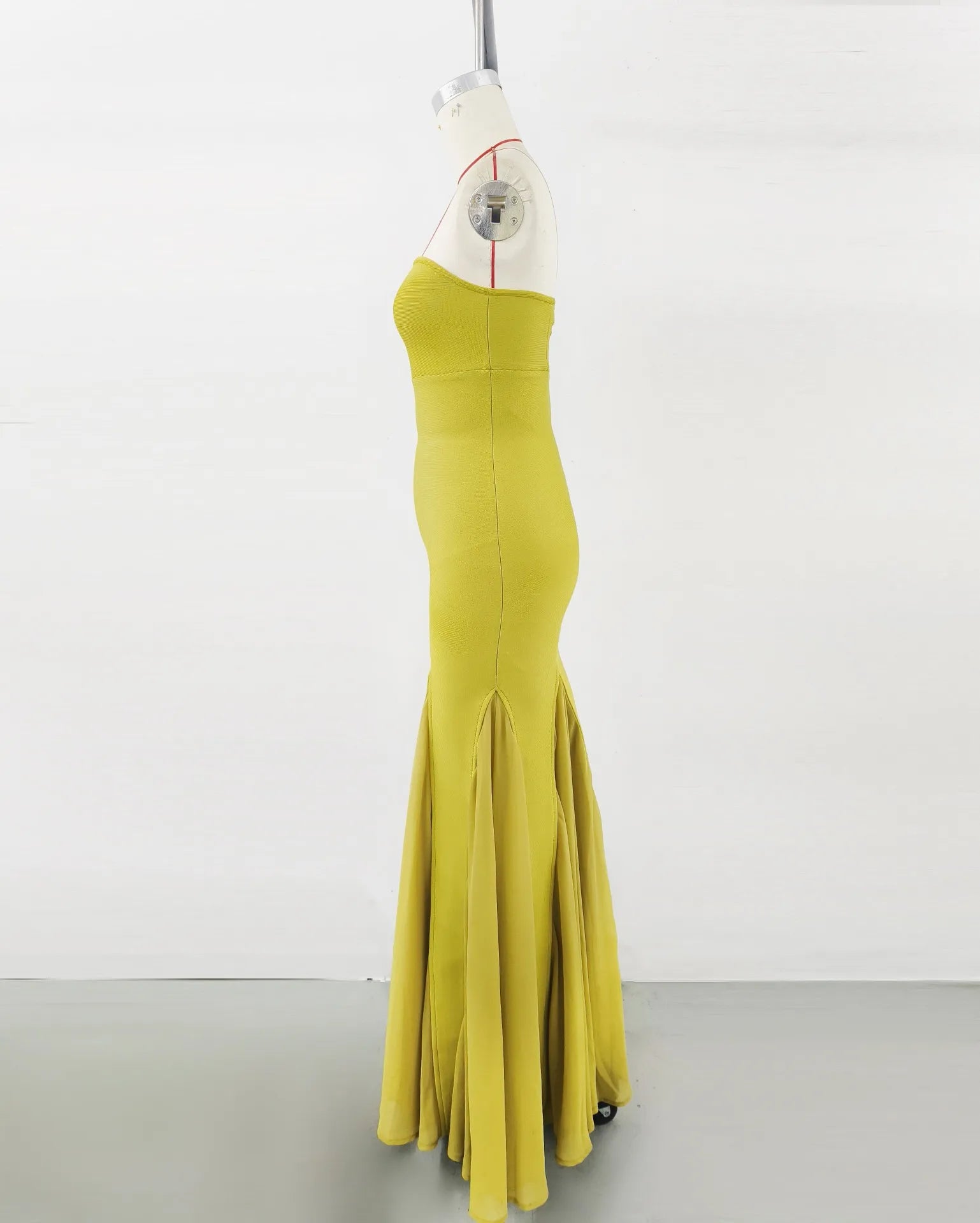 Yellow Color Women Sexy Strapless Bodycon Long Maxi Bandage Dress Celebrate Birthday Vacation Graduation Season Outfit