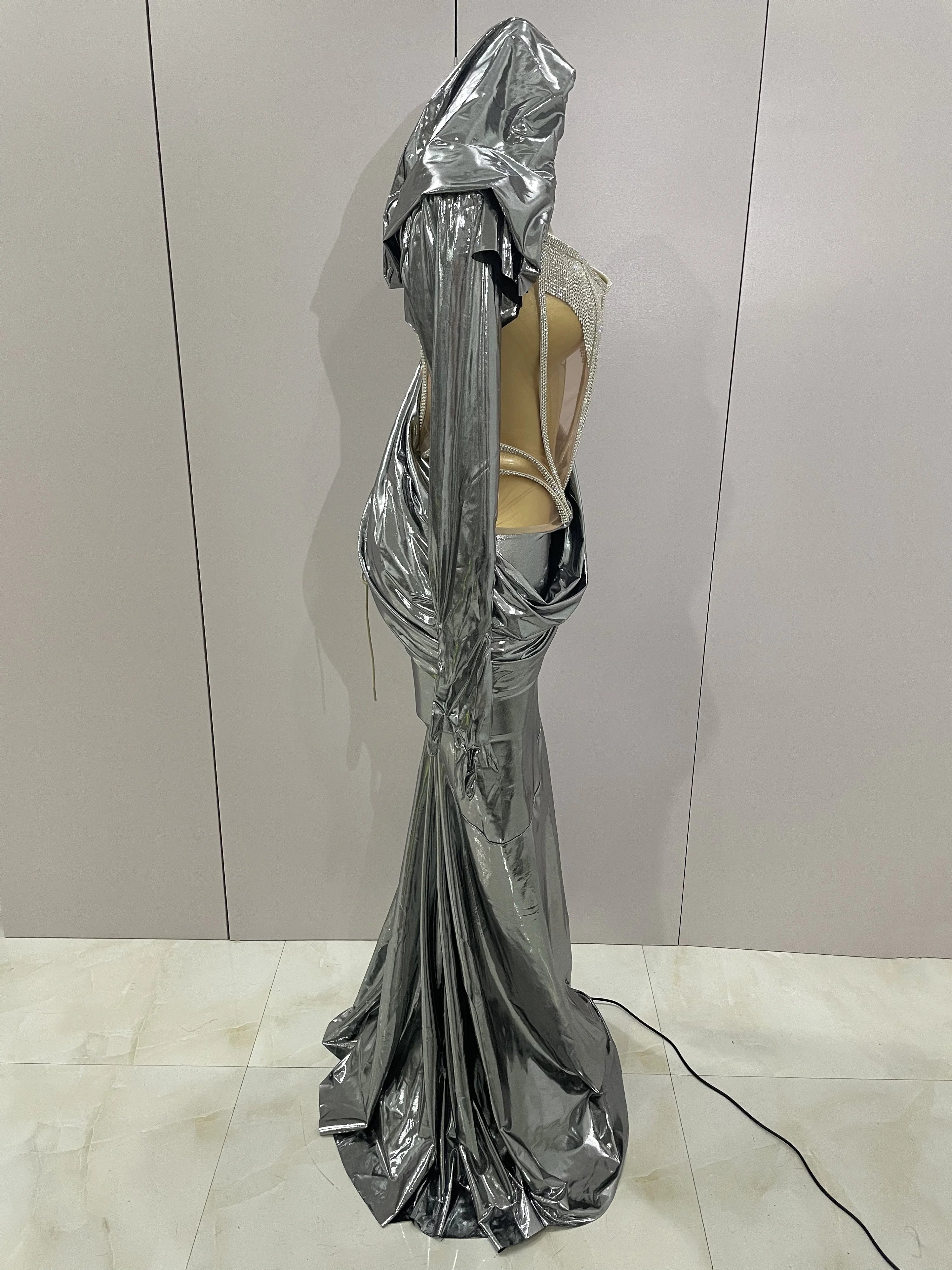 Stage Costume Sparkly Nightclub Gogo Party Dress Women Carnival Party Outfit Festival Cool Clothing Hoodie Dress Two Piece Set