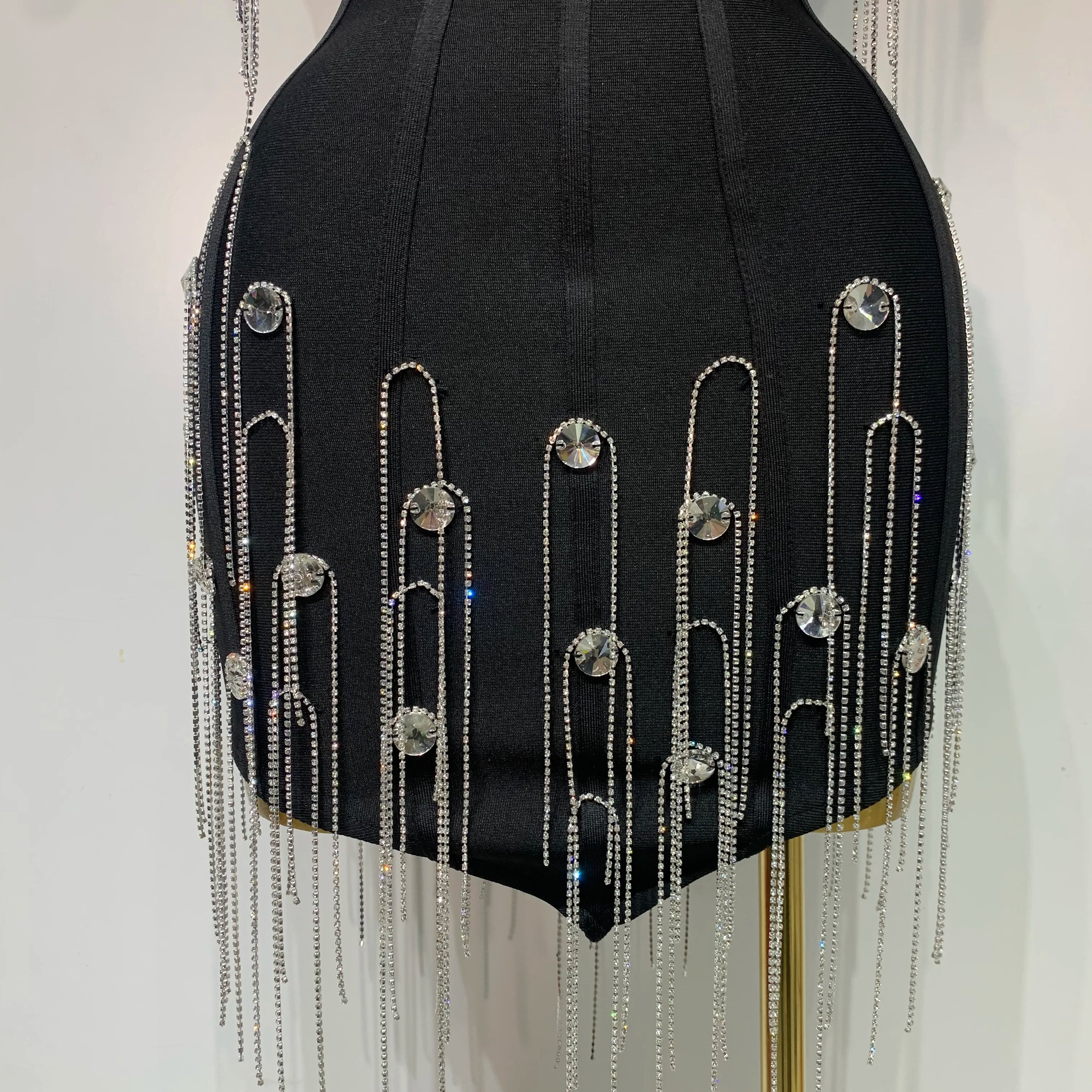 Women Sexy Backless Spaghetti Strap Bodycon Black Sleeveless Bandage Dress Elegant Prom Gown Club Evening Party Birthday Dresses