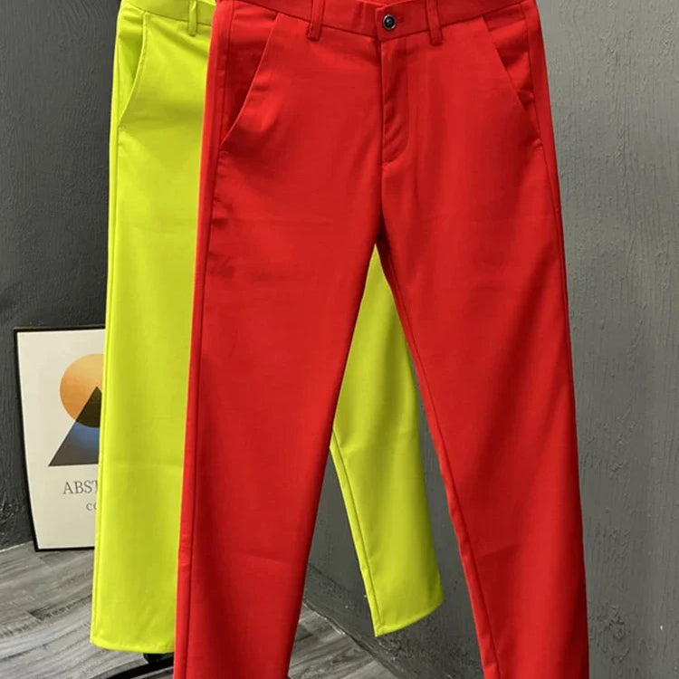 High Waist Office Elegant Slim 90cm Ankle-length Trousers Pencil Pants Women Spring Summer S-4xl Casual Formal Pantalones red