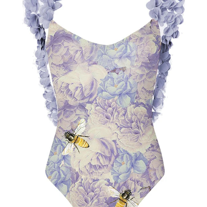 Bikini Set Sexy Petal Trim One Piece Swimsuits and Cover Ups Holiday Beach Dress Push Summer Beachwear Backless Swimwear Luxury off-white