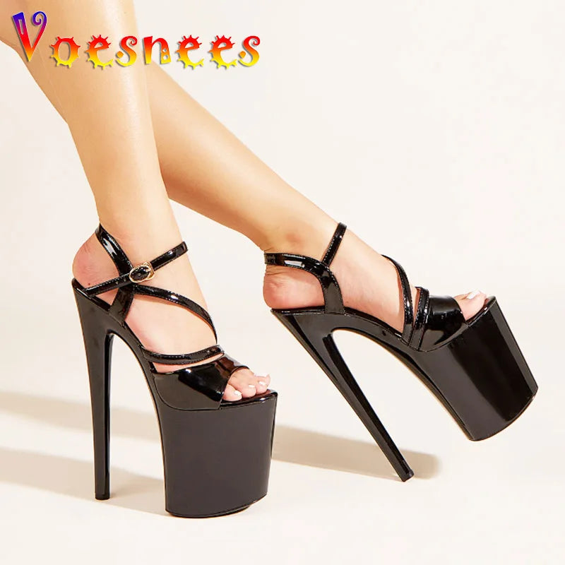 Night Club Sexy 20CM Women Sandals Fashion Pole Dancing Shoes Summer Buckle Strap Plating High Heels 10CM Waterproof Platform