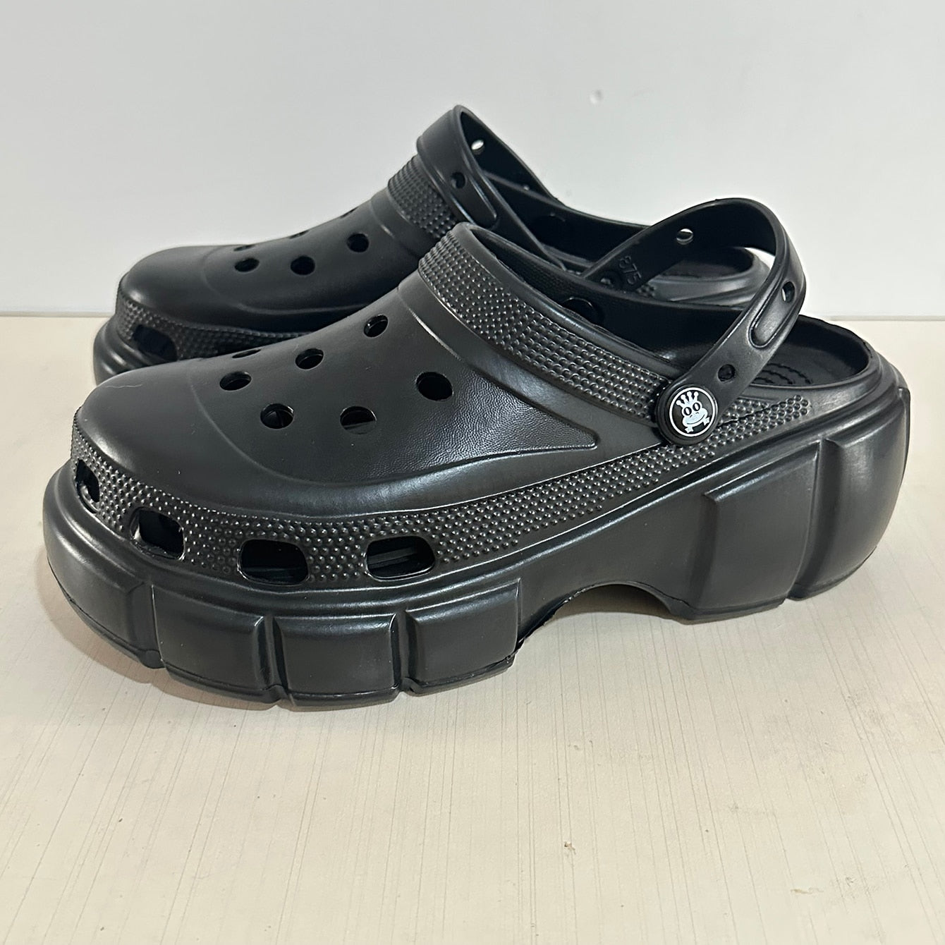 Summer Women Slippers 6cm Platform Sandals Outdoor Clogs Street Beach Slippers Massage Indoor Home Bathroom Slides Flip Flops black without charms