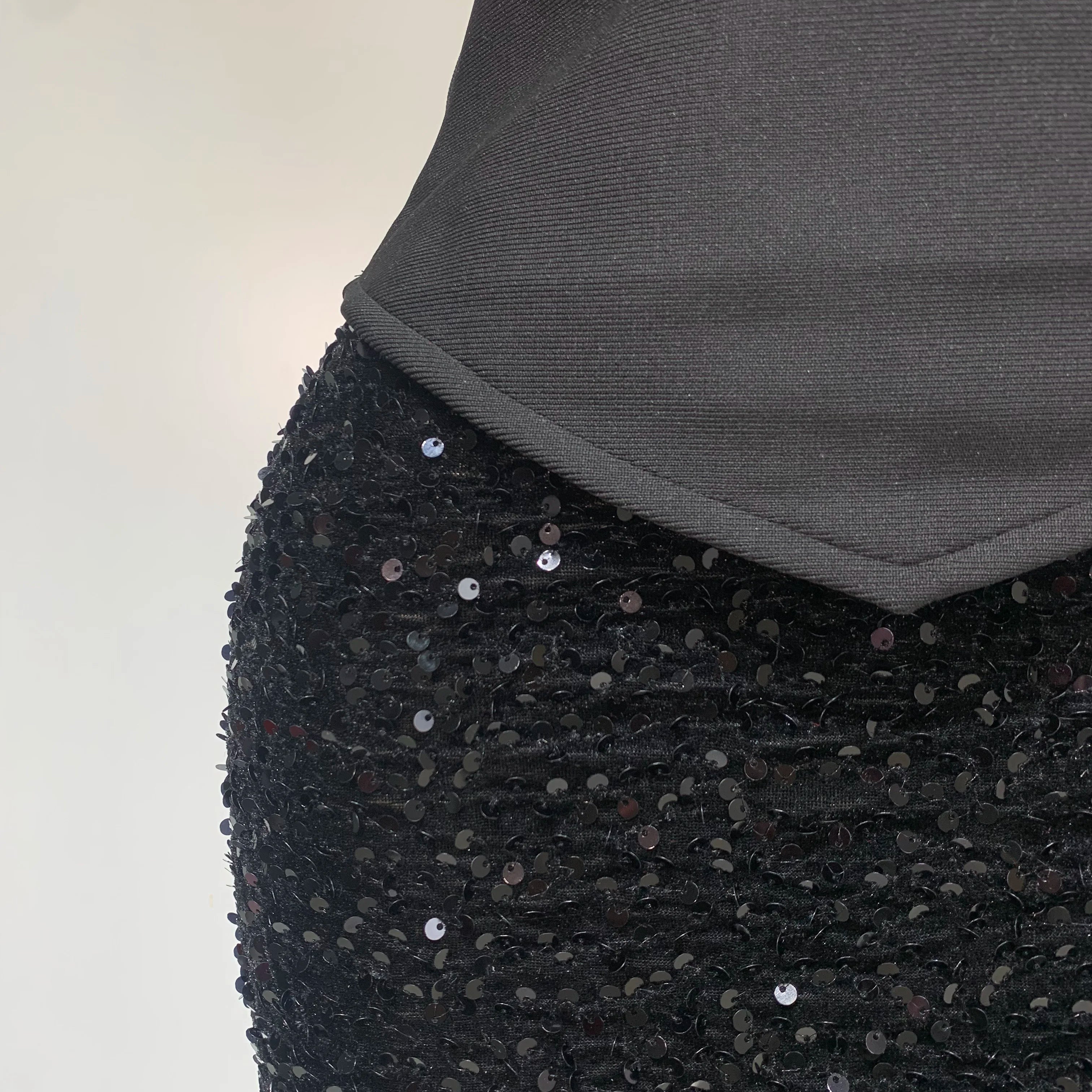 Women Sexy Strapless Sequin Black Maxi Long Bandage Three Piece Set 2025 Knitted Elegant Evening Club Party Birthday Prom Gowns