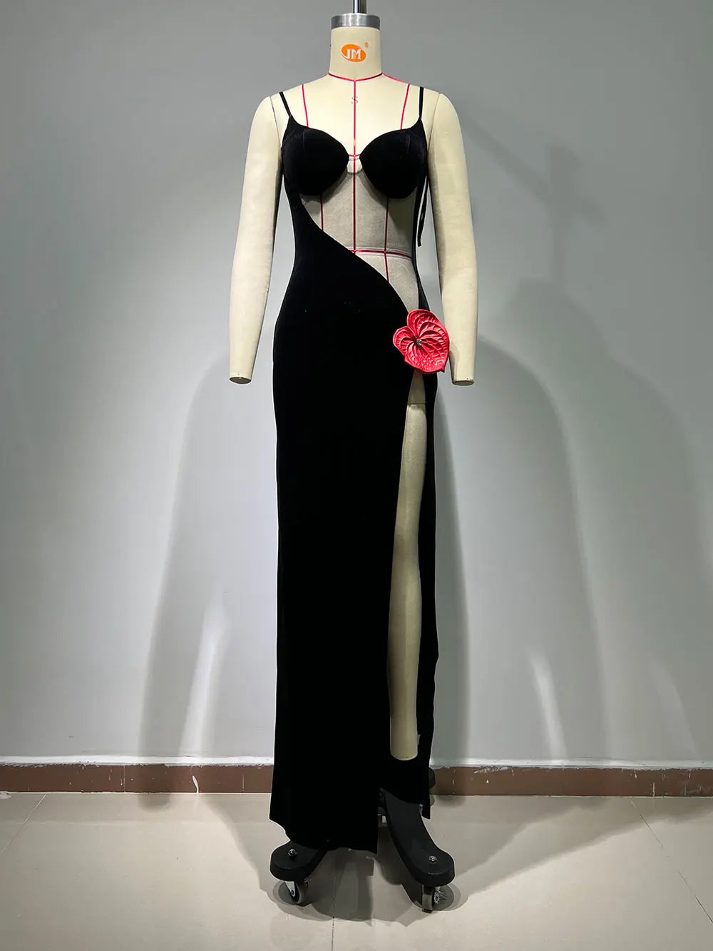 2024 Sexy Women Max Dress Spaghetti Strap Sleeveless Bodycon Perspective Sheer Patchwork High Slit Long Dress Club Party Vestido