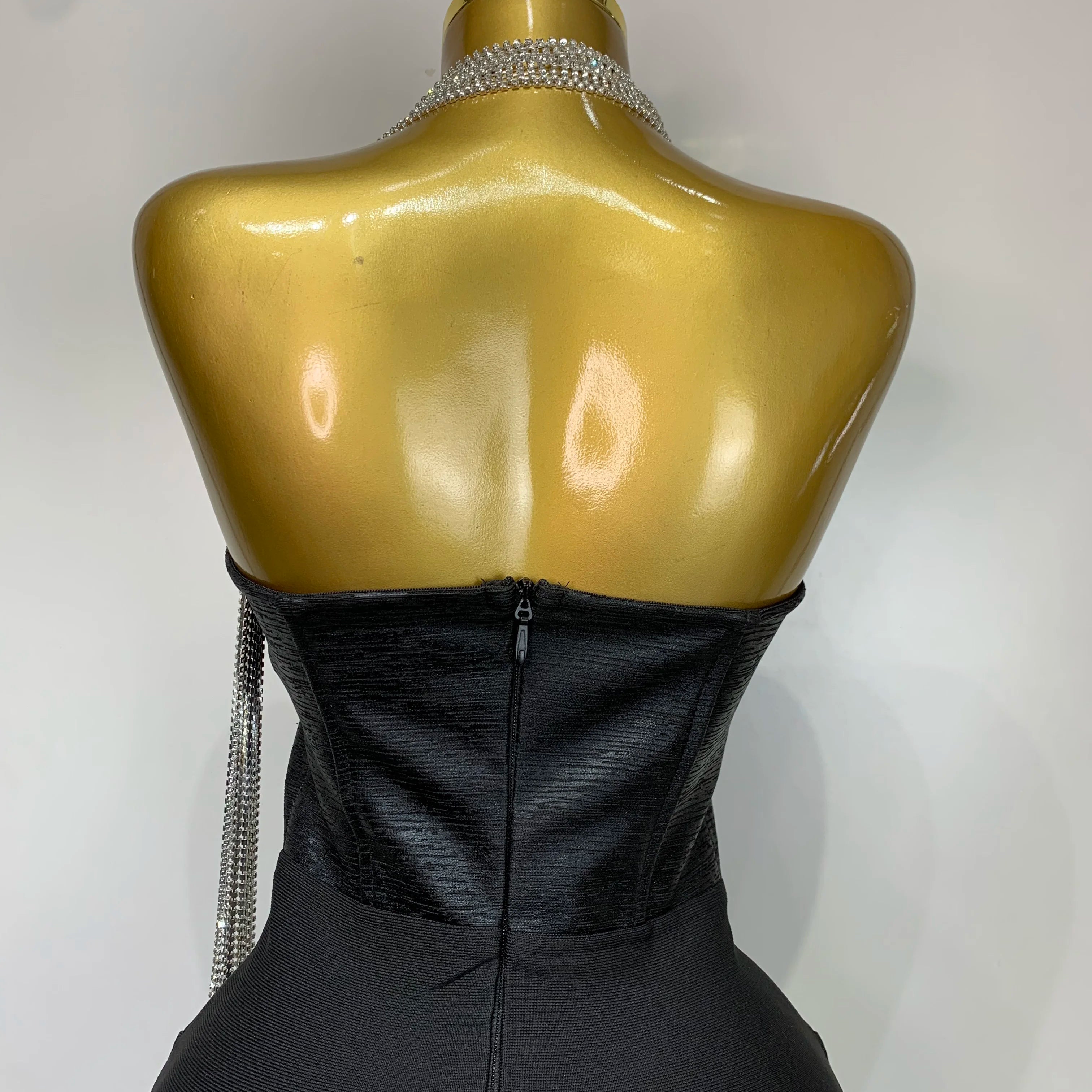 Women Sexy Strapless Backless Bandage Dresses Fashion Sleeveless Beading Cocktail Evening Party Luxury Birthday Prom Gown