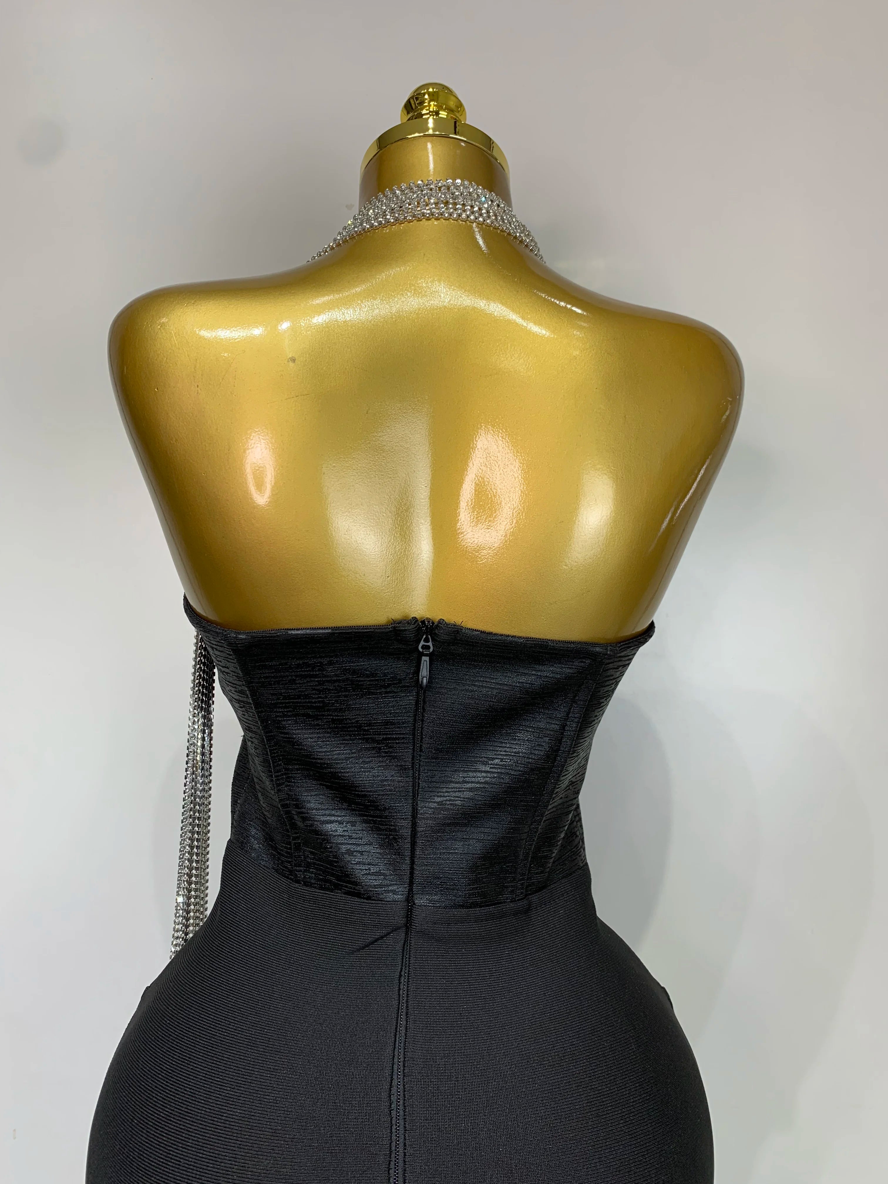 Women Sexy Strapless Backless Bandage Dresses Fashion Sleeveless Beading Cocktail Evening Party Luxury Birthday Prom Gown