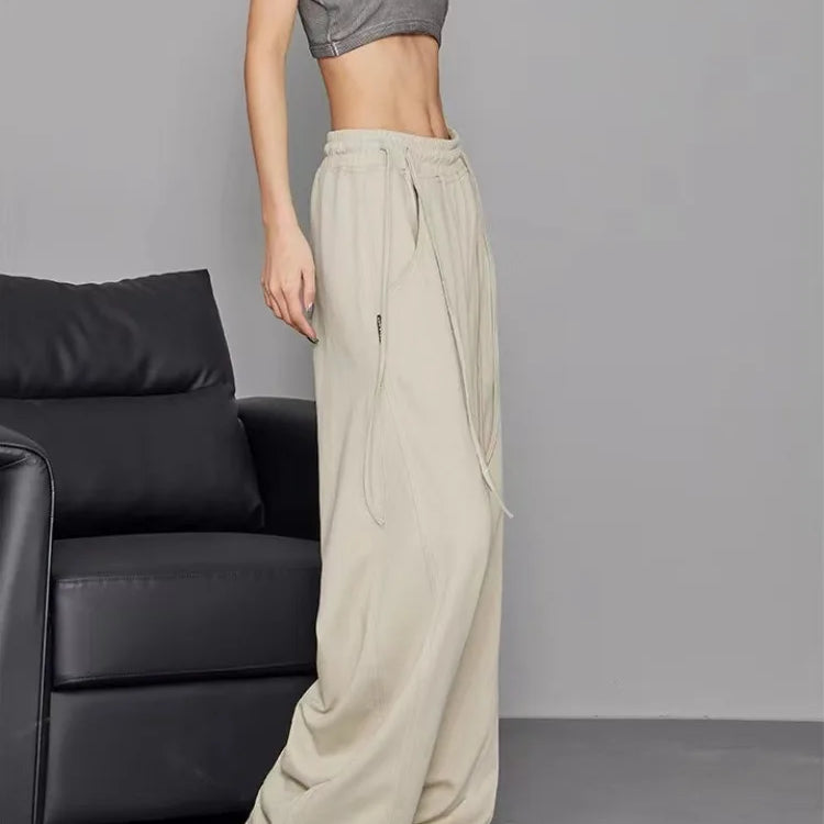 Women's Y2K Wide Leg Elastic Waist Drawstring Baggy Pants Casual Daily Joggers Trousers Vintage Street Mopping Sweatpant