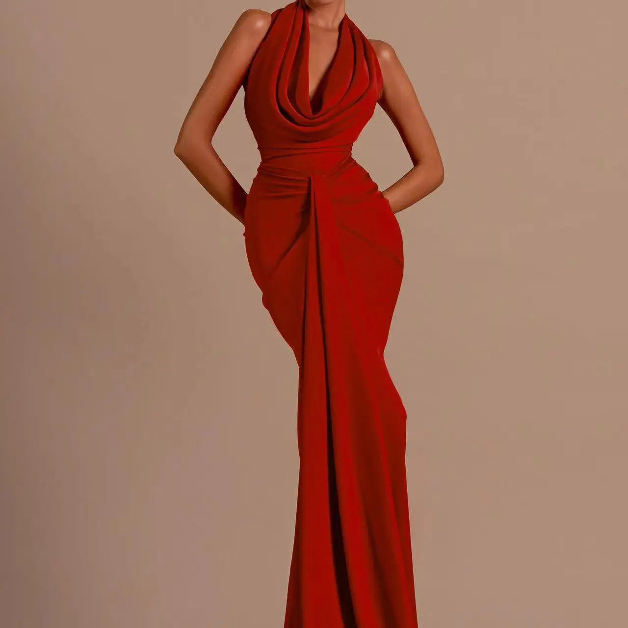Red Color Women Sexy Off the Shoulder Backless Satin Long Maxi Dress Wedding Party Mermaid Celebrate Dress Wholesale