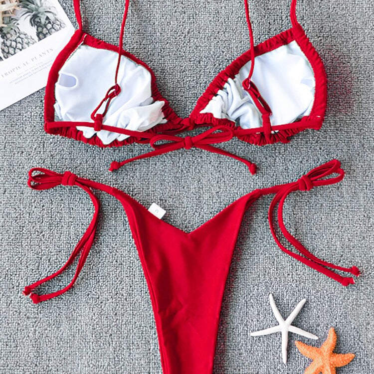 Swimsuit Bandage Bikini Set Swimwear Female Halter Top Brazilian Bathing Suit Bather Biquini