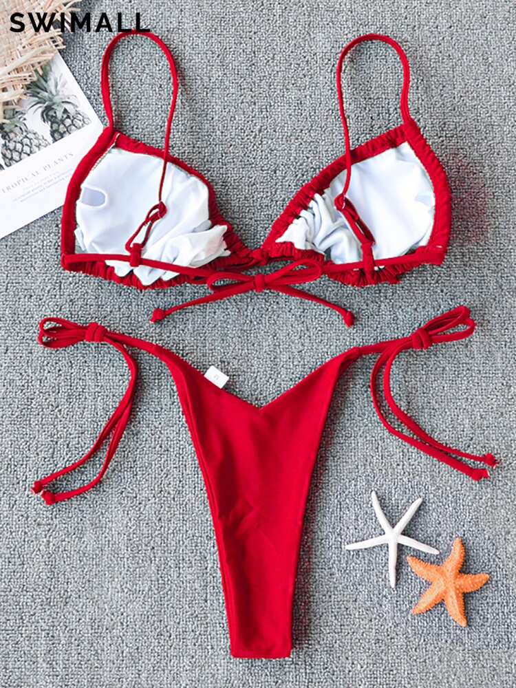 Swimsuit Bandage Bikini Set Swimwear Female Halter Top Brazilian Bathing Suit Bather Biquini