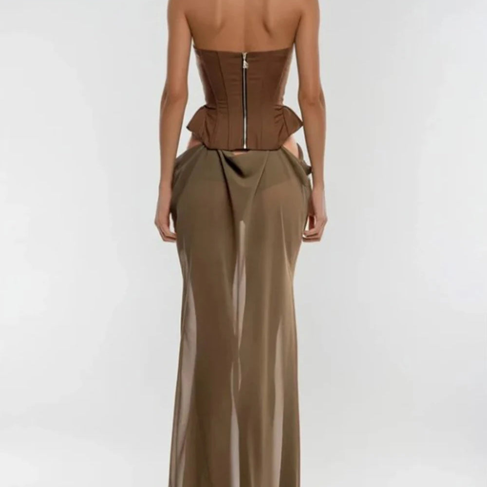 Vintage Off Shoulder Sleeveless Long Dresses Sexy Women Sheath Lace Up Patchwork Long Dress Elegant Summer For 2025 Vestidos