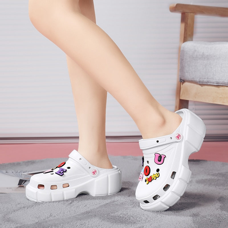 Summer Women Slippers 6cm Platform Sandals Outdoor Clogs Street Beach Slippers Massage Indoor Home Bathroom Slides Flip Flops