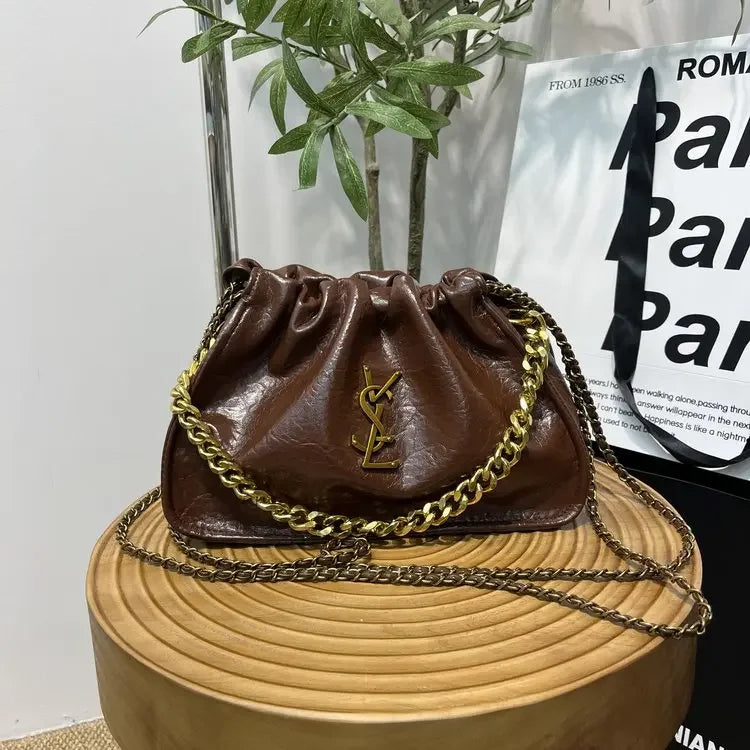 Fashionable And Trendy Women's Crossbody Bag, Classic PU Leather, Women's Shoulder Bag, Simple Chain Strap, Square Wallet