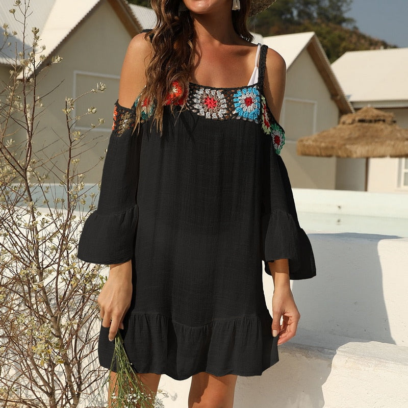 Swimsuit Cover Ups for Swimwear Beach Tunic Dress Cotton Summer Cover Up Color 8 One Size(40-75KG)