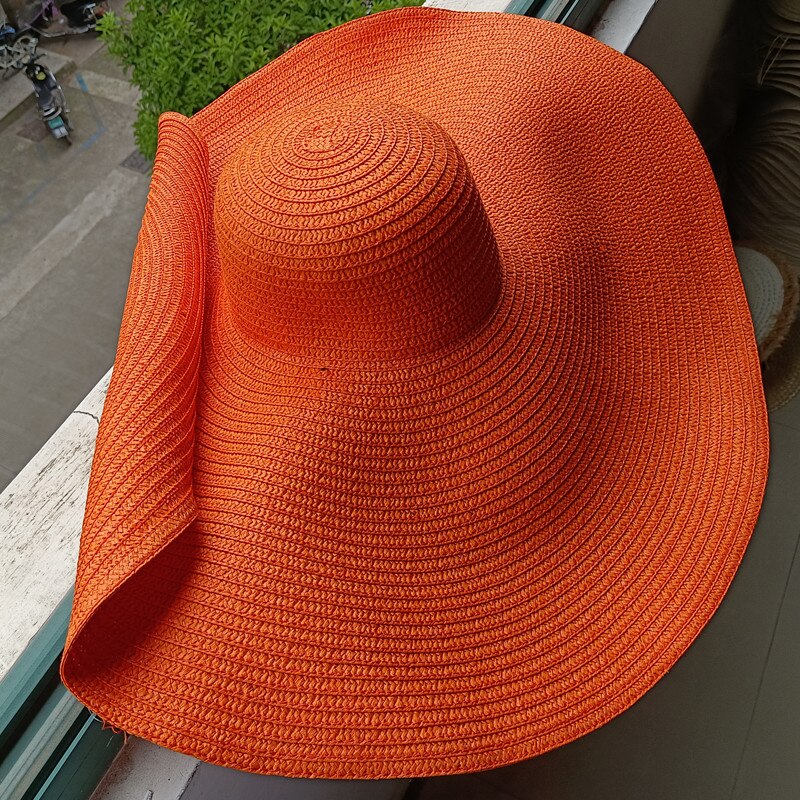 Rainbow striped big brim anti-ultraviolet sunshade sun hat beach sun hat with wire edge can be folded arbitrarily 14 M 56-58cm