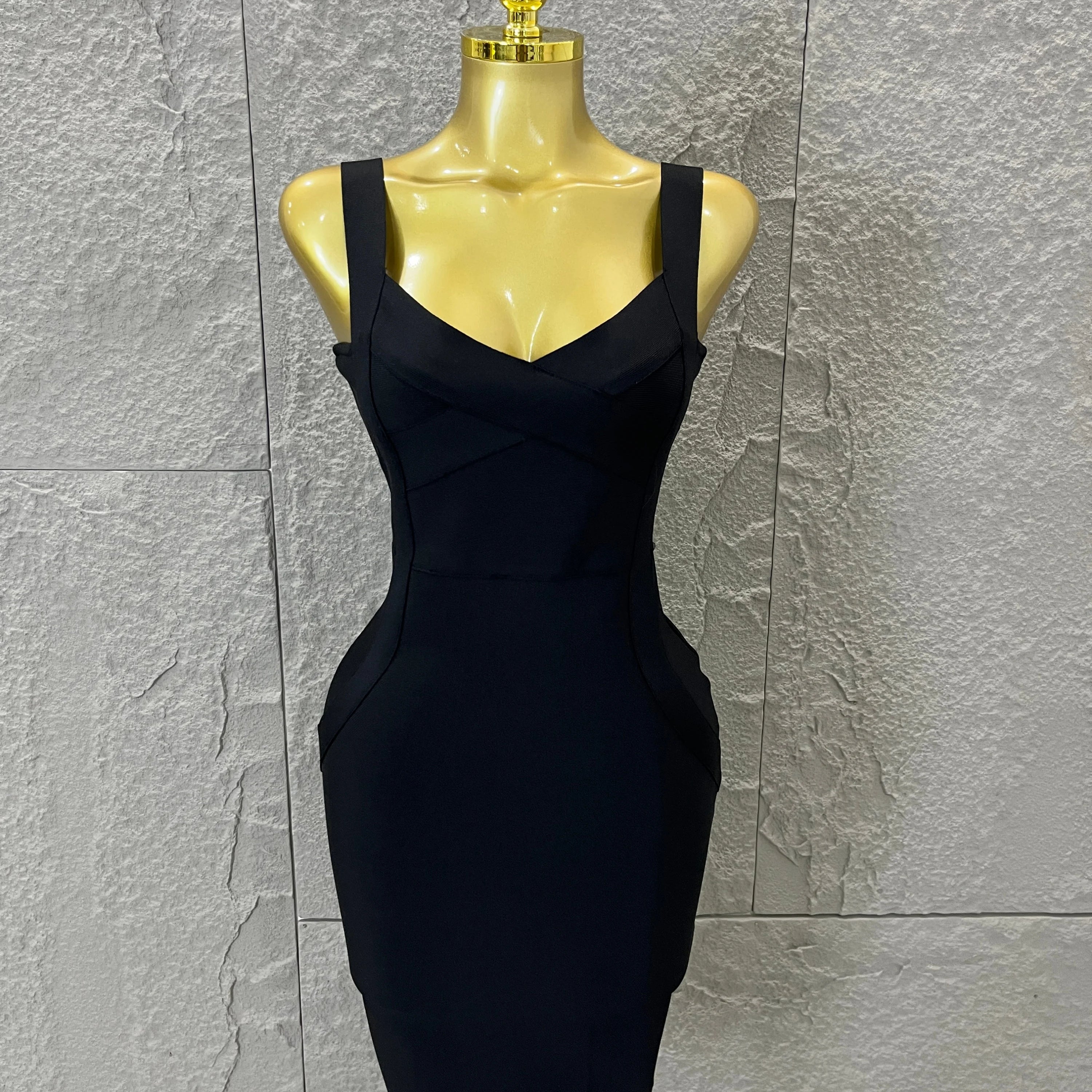 Elegant Sweetheart Neck Bandage Dress Crisscross Bust Slim Fit Midi Evening Banquet Formal Dinner Wedding Guest Cocktail Outfit