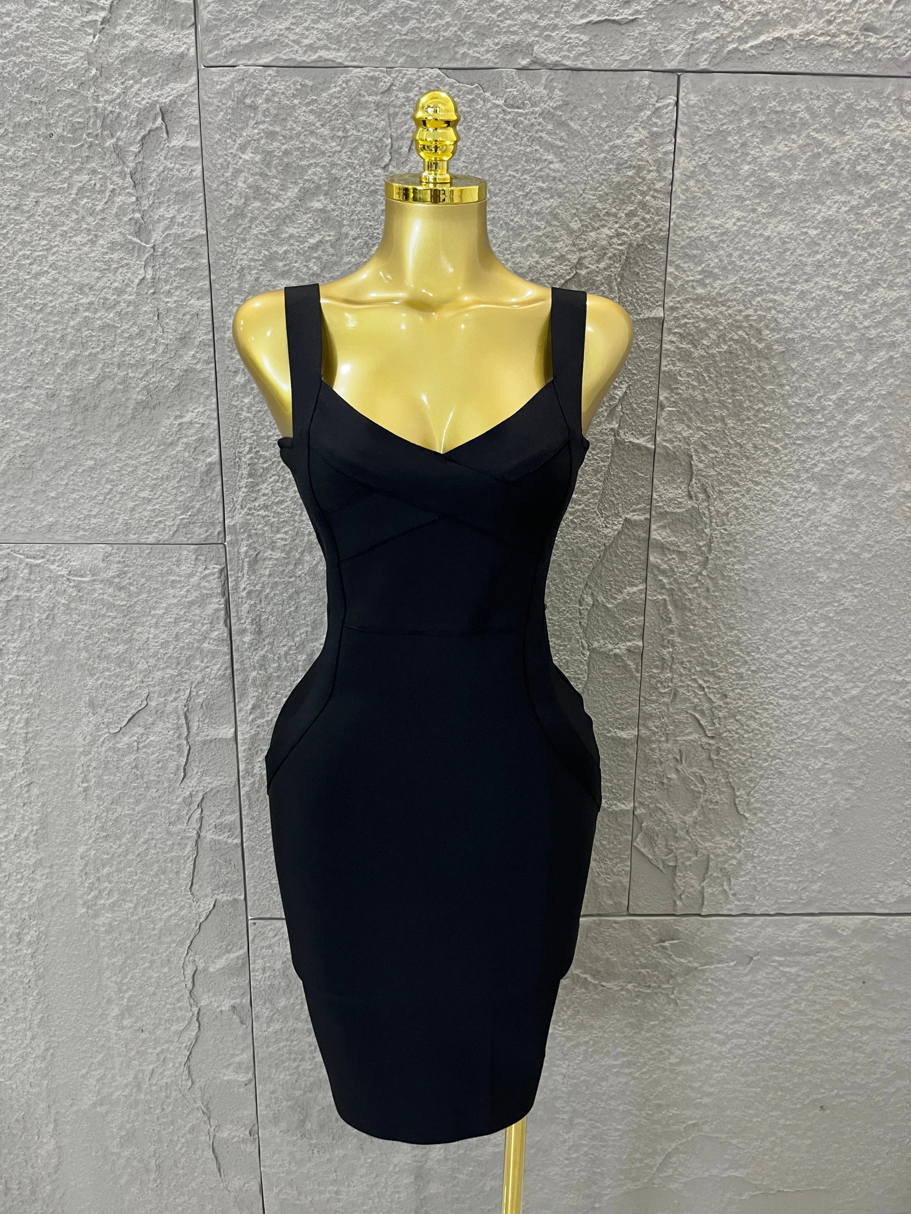 Elegant Sweetheart Neck Bandage Dress Crisscross Bust Slim Fit Midi Evening Banquet Formal Dinner Wedding Guest Cocktail Outfit