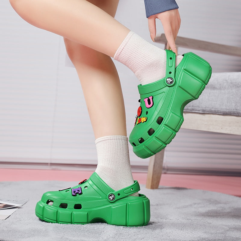 Summer Women Slippers 6cm Platform Sandals Outdoor Clogs Street Beach Slippers Massage Indoor Home Bathroom Slides Flip Flops