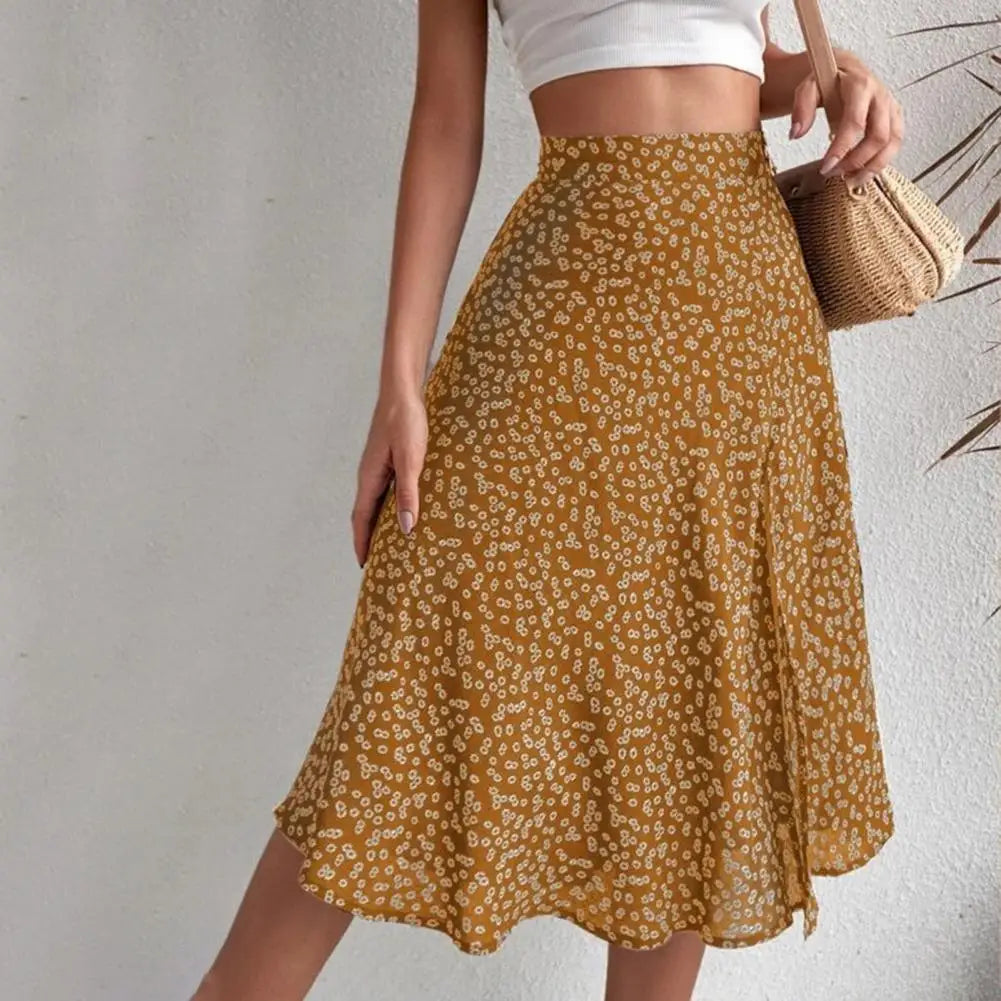 Summer Beach Skirt Trendy Thin A-line Colorfast Summer Beach Skirt Women Garment Lady Midi Skirt Lady Skirt