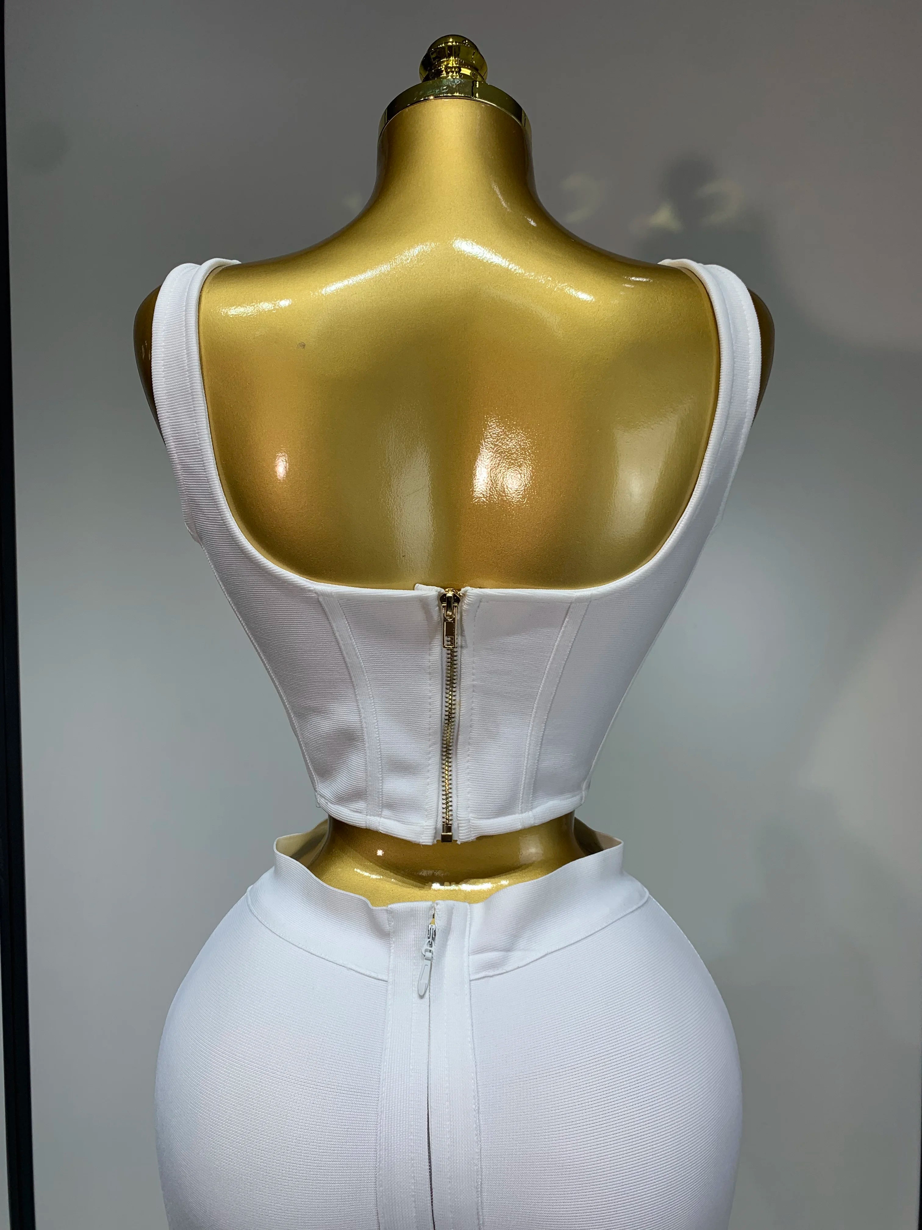 Women Sexy Square Collar Backless Flower Bandage Two Piece Set 2025 Knitted Elegant Evening Club Party Clothing