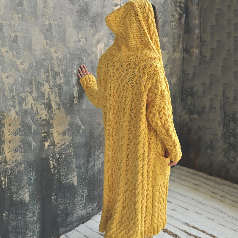 Spring Autumn New Women Fashion Hooded Cardigan Coat Casual Knitted Sweater Jacket for Women Plus Size S-5XL