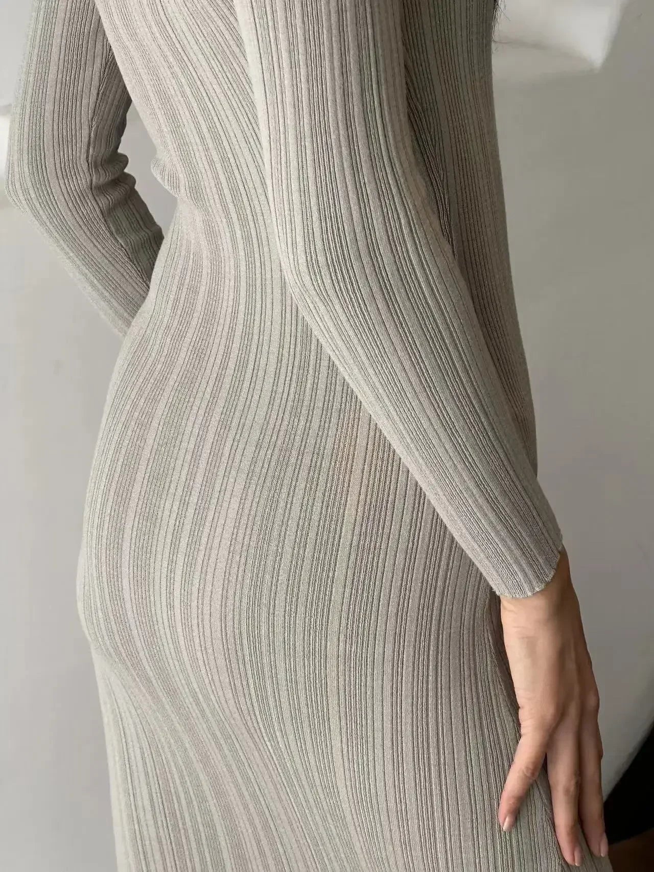 Women Spring Solid Maxi Long Sweater Dress Elegant Casual Fashion Pullover Bodycon Slim Streetwear Knitted Dress Autumn