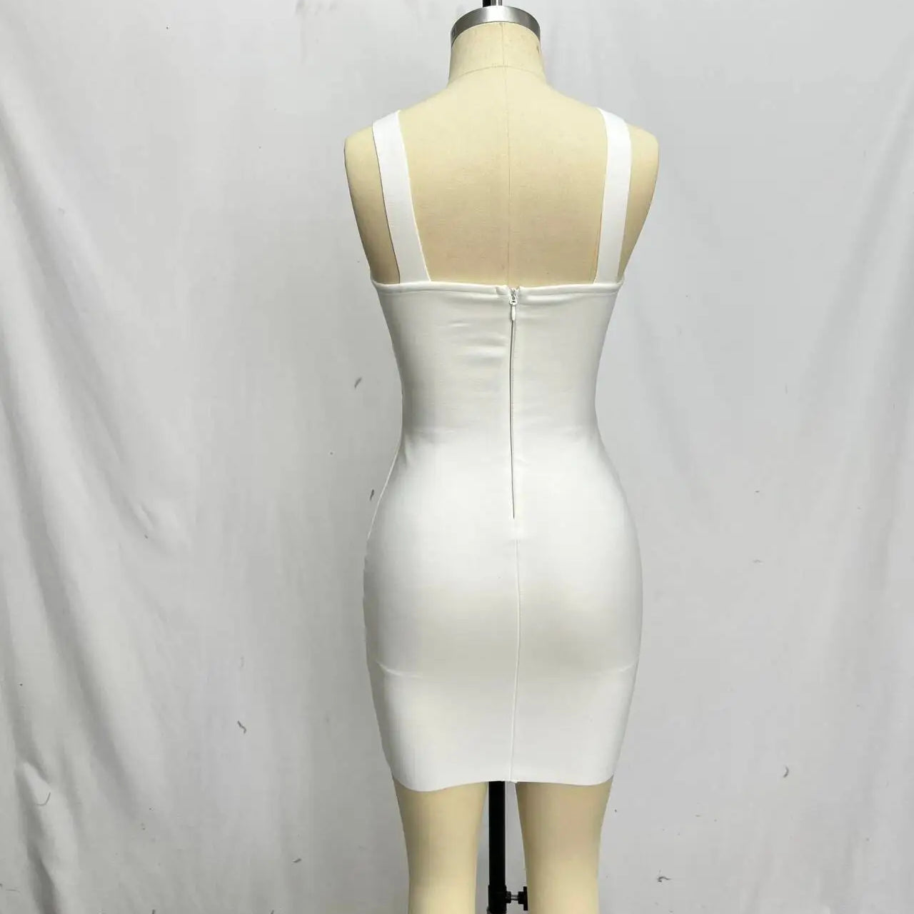 White Black Women Sleeveless Sexy Square Collar Shinning Crystal Bodycon Bandage Mini Dress Celebrate Nightclub Party Dress