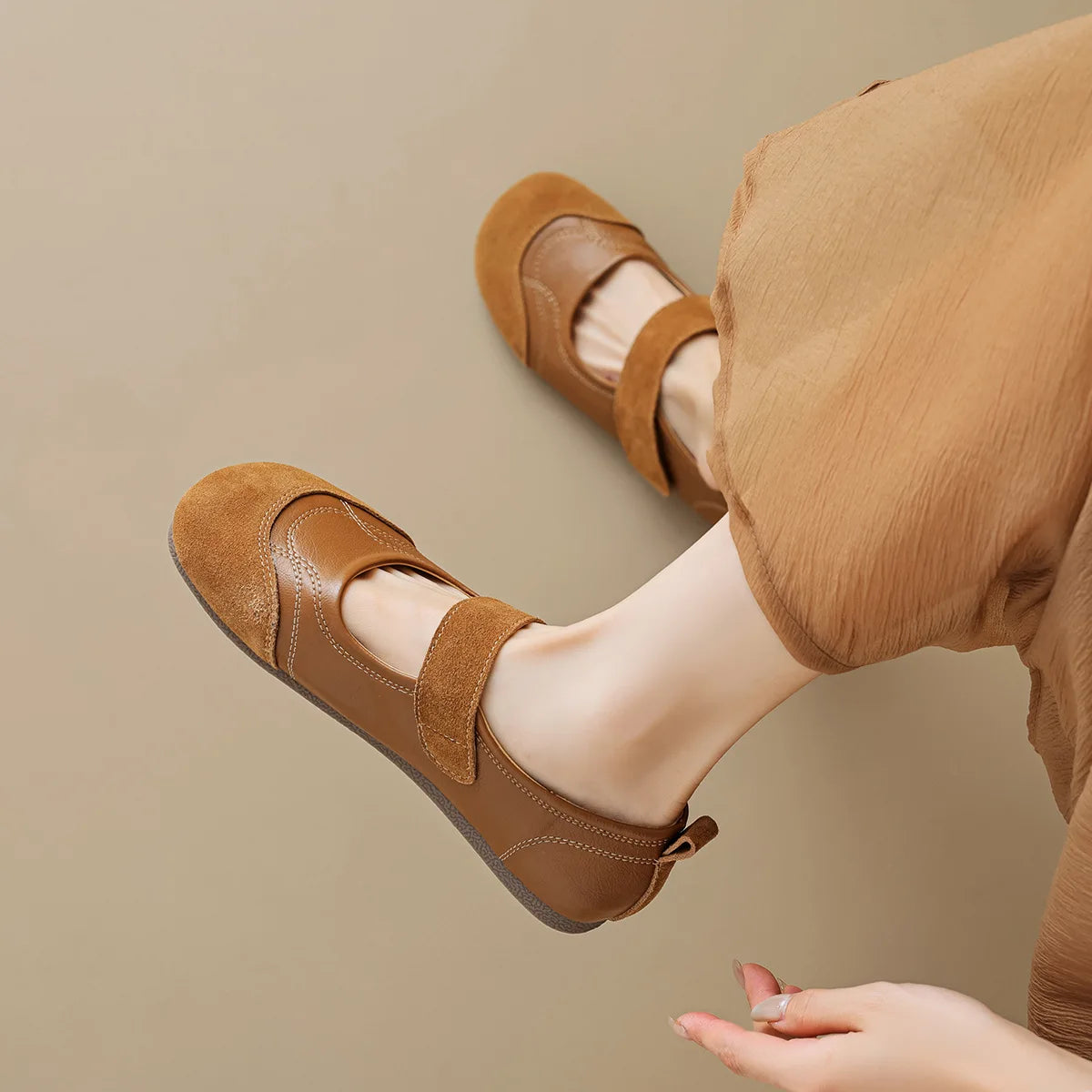 2024 Spring Women's Flat Shoes Korean Style Mary Jane Ladies' Casual Leather Flat Boat Shoes Loafers Work and Party Wear 41-43