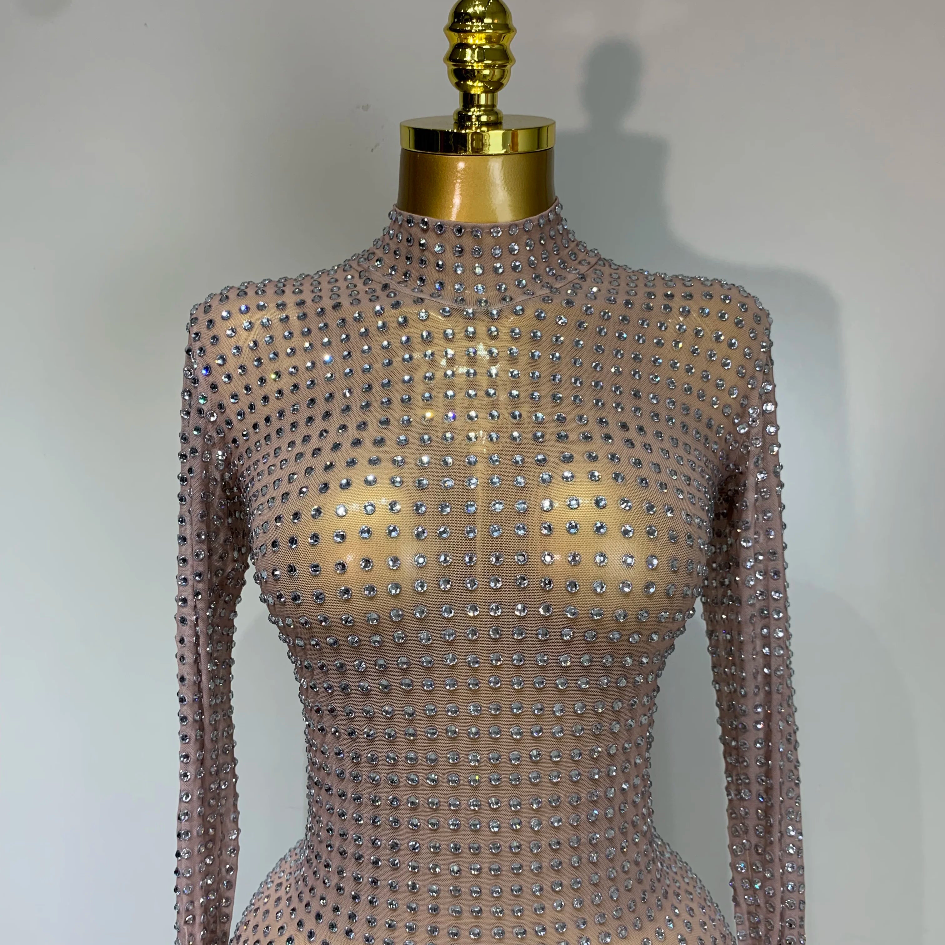 Sparkly Diamond Luxury Birthday Party Long Dress Elegant Celebrity Evening Party Nightclub Prom Dress Singer Dancer Stage Outfit