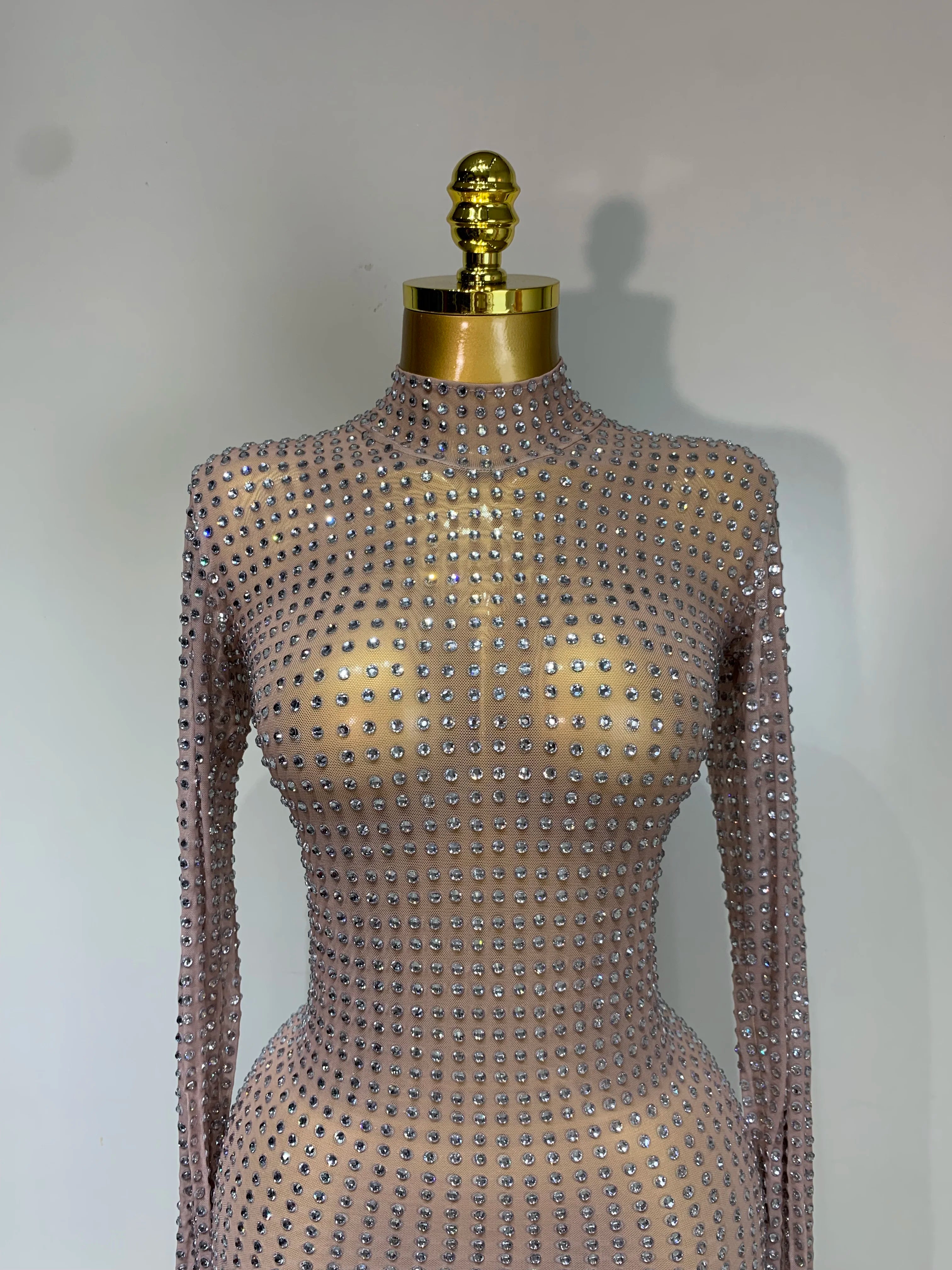 Sparkly Diamond Luxury Birthday Party Long Dress Elegant Celebrity Evening Party Nightclub Prom Dress Singer Dancer Stage Outfit