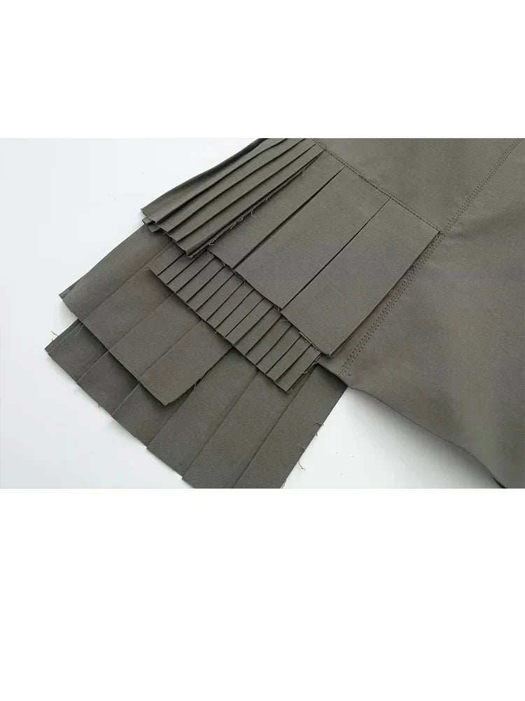 HH TRAF Summer Woman Fashion Asymmetrical Tank Tops Casual Square Neck Slim Fit Sexy Backless Tops Female Chic Pleated Top