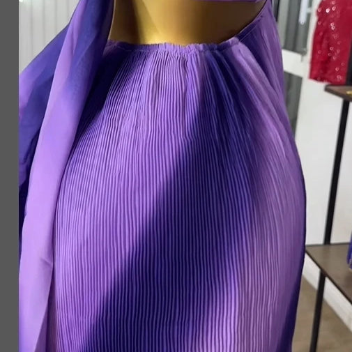 CM.YAYA Women Sleeveless Strap Gradient Printed Big Swing Dress 2025 Beach Holiday Evening Night Party Vestidos Sexy Dresses