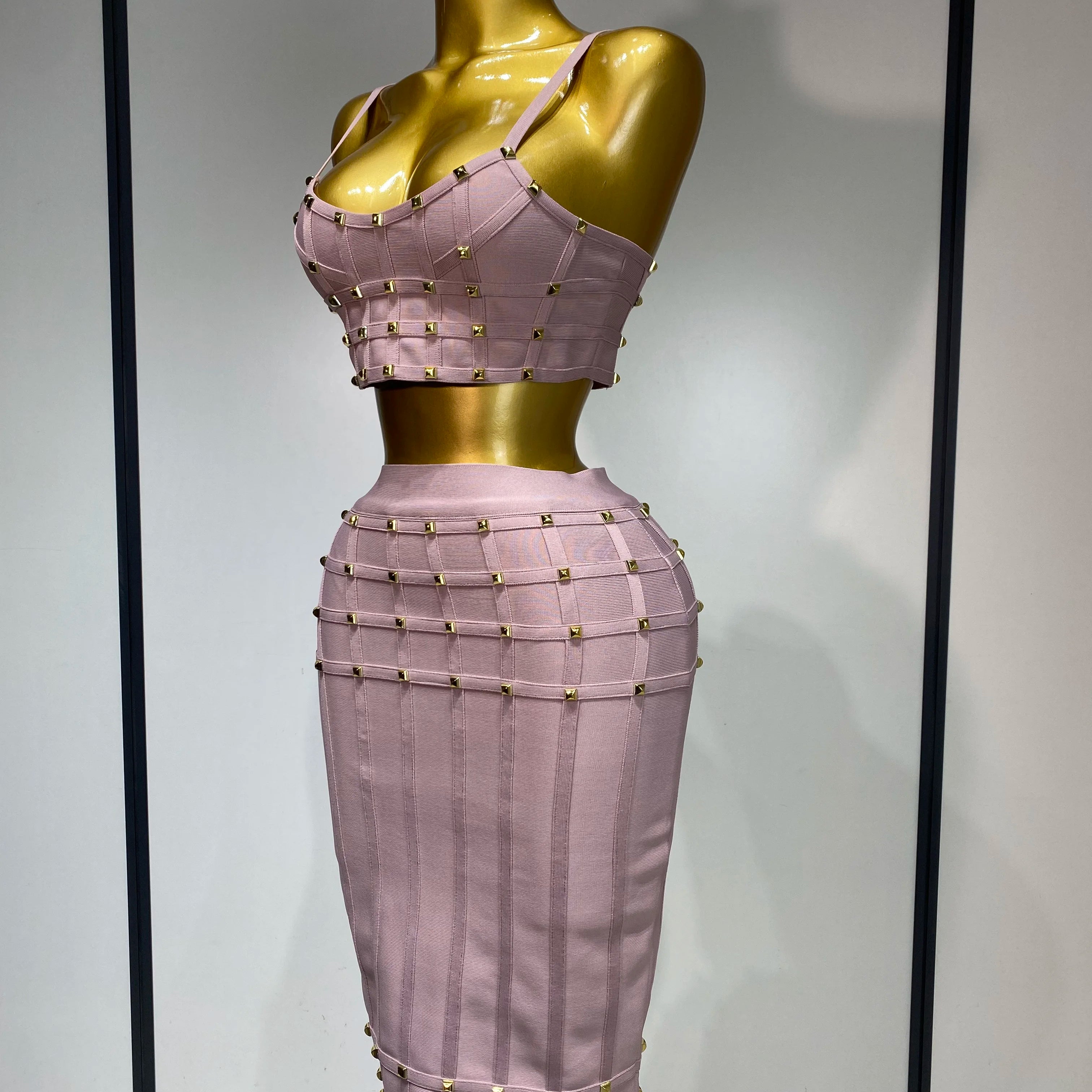 Women Sexy Luxury Birthday BandageTwo Piece Set Evening Party Prom Gown Celebirty High Street Club Party Outfit