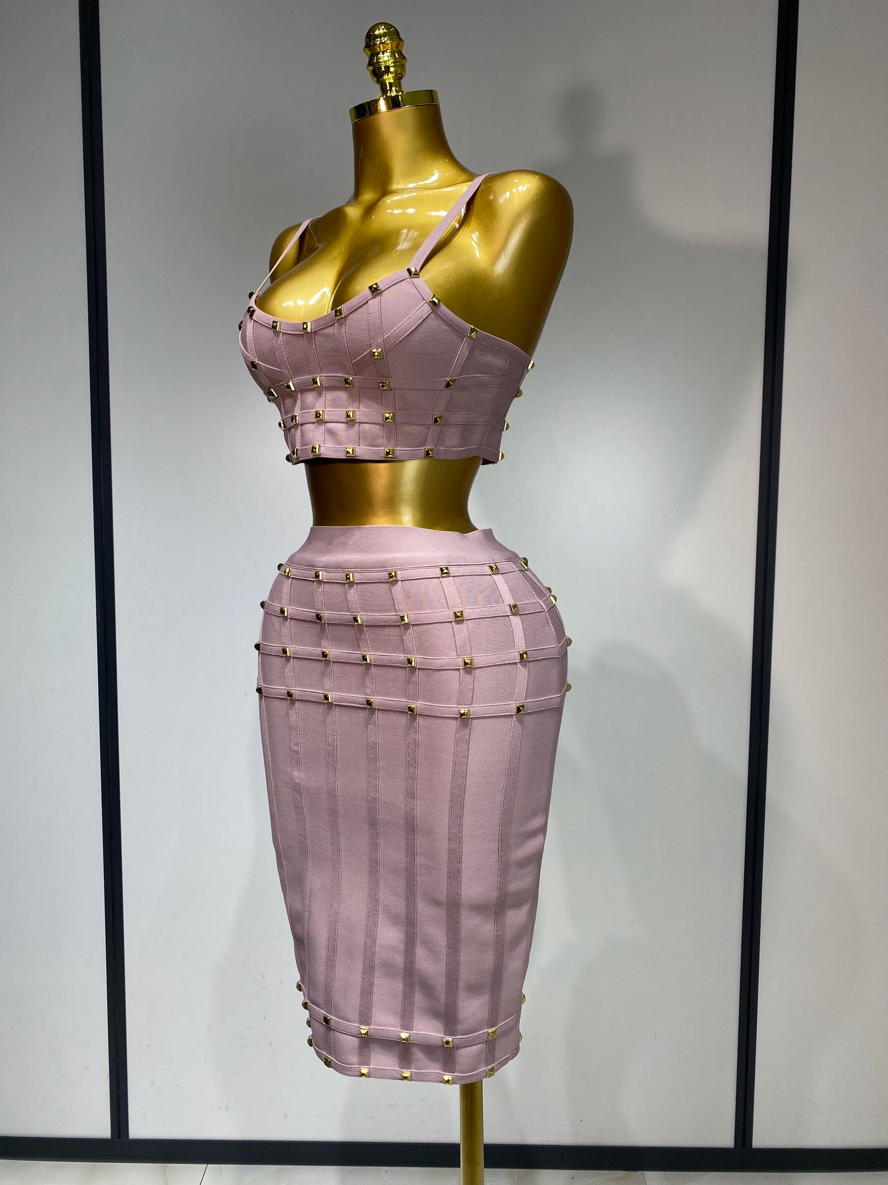 Women Sexy Luxury Birthday BandageTwo Piece Set Evening Party Prom Gown Celebirty High Street Club Party Outfit