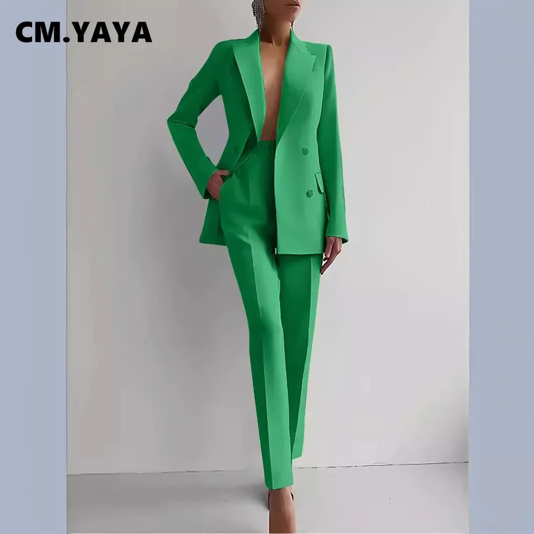 Elegant Blazer Suit and Wide Leg Pants Two 2 Piece Sets Outfits Women 2024 Classic OL Work Street Outfit Tracksuit