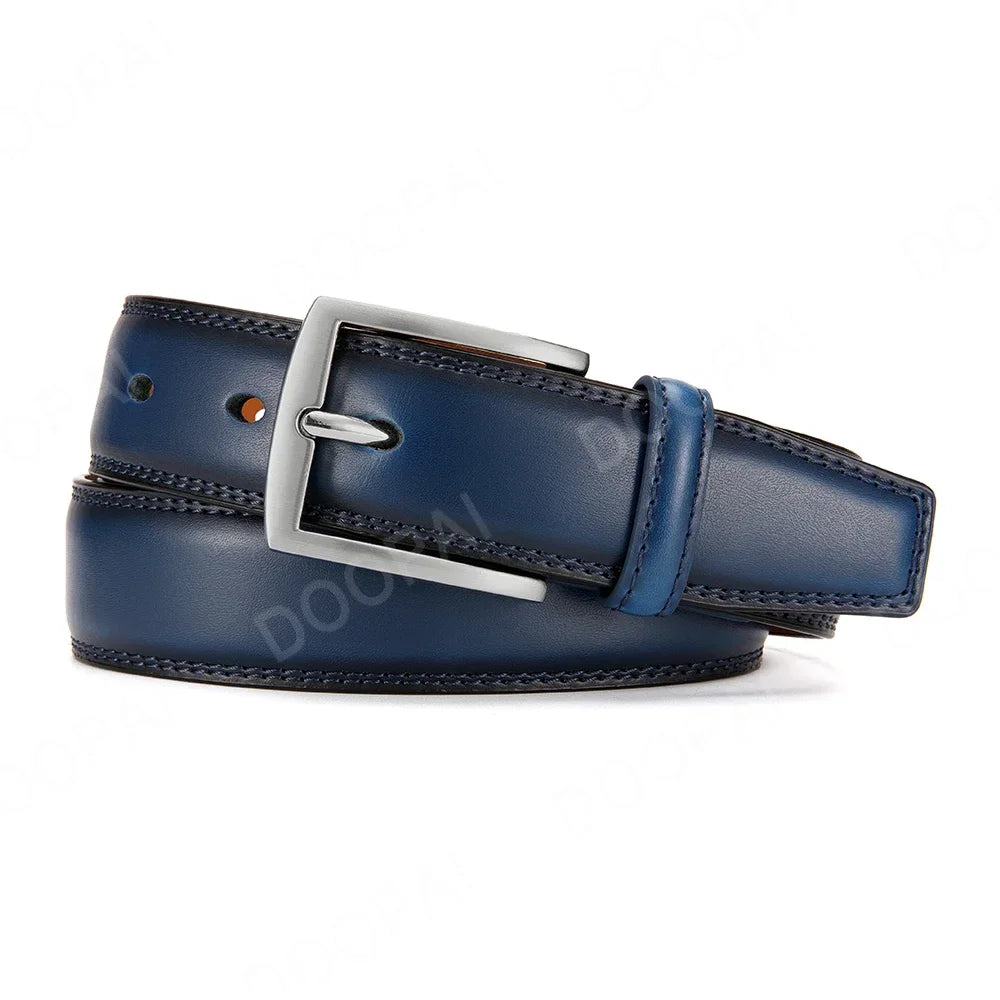 Men Belts Genuine Leather LONG Large Pin Buckle Metal Automatic Buckle Male Belts Strap Male