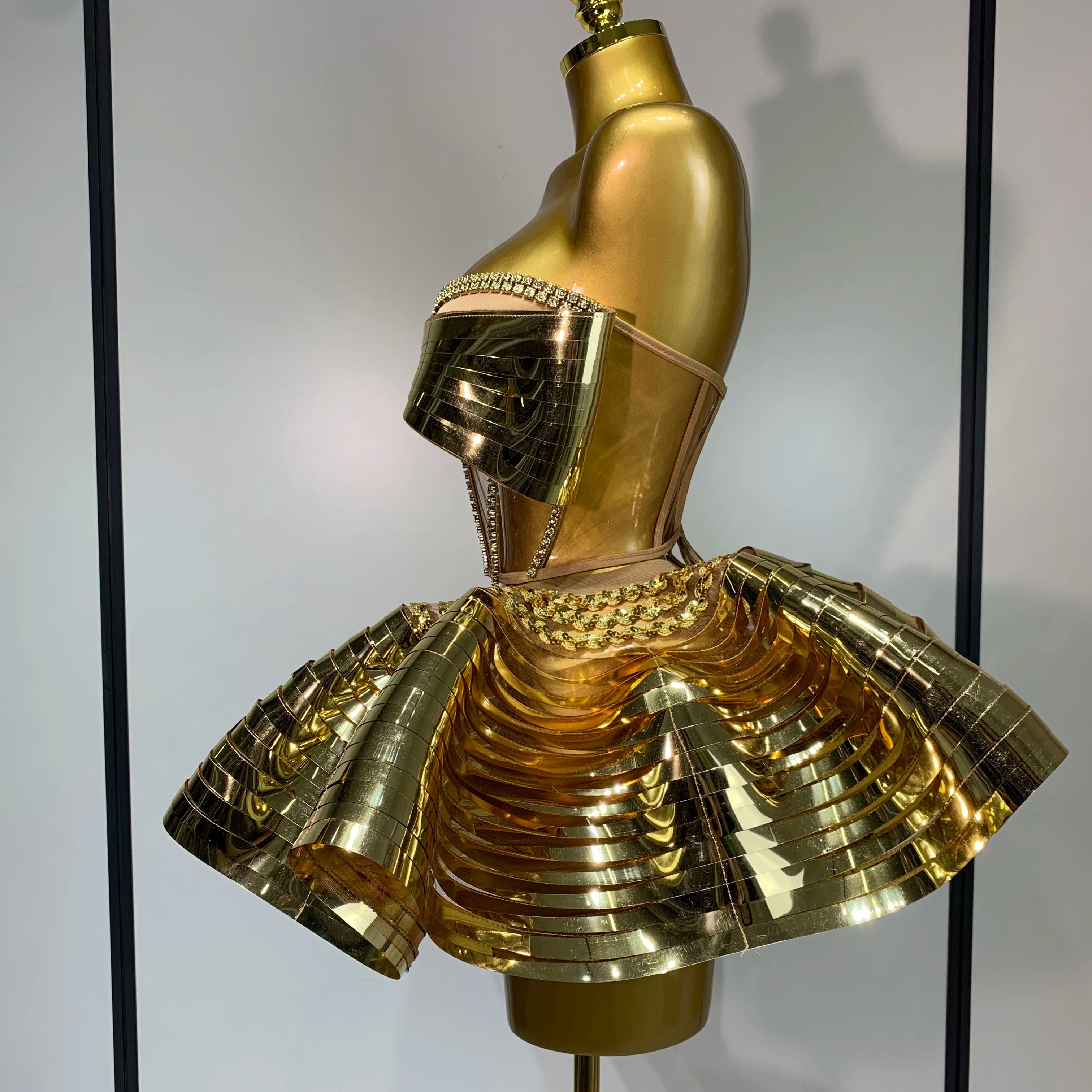 Women Stage Performance Costume Two Piece Set Silver Sequins Rhinestone Fancy Outfit Sexy Backless Shiny Birthday Party Dresses