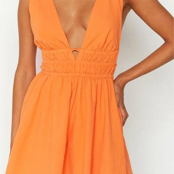 New Backless Sexy Women Mini Dress Sleeveless V Neck Backless Flower Print Summer Club Party Dress Sundress Streetwear S M L C