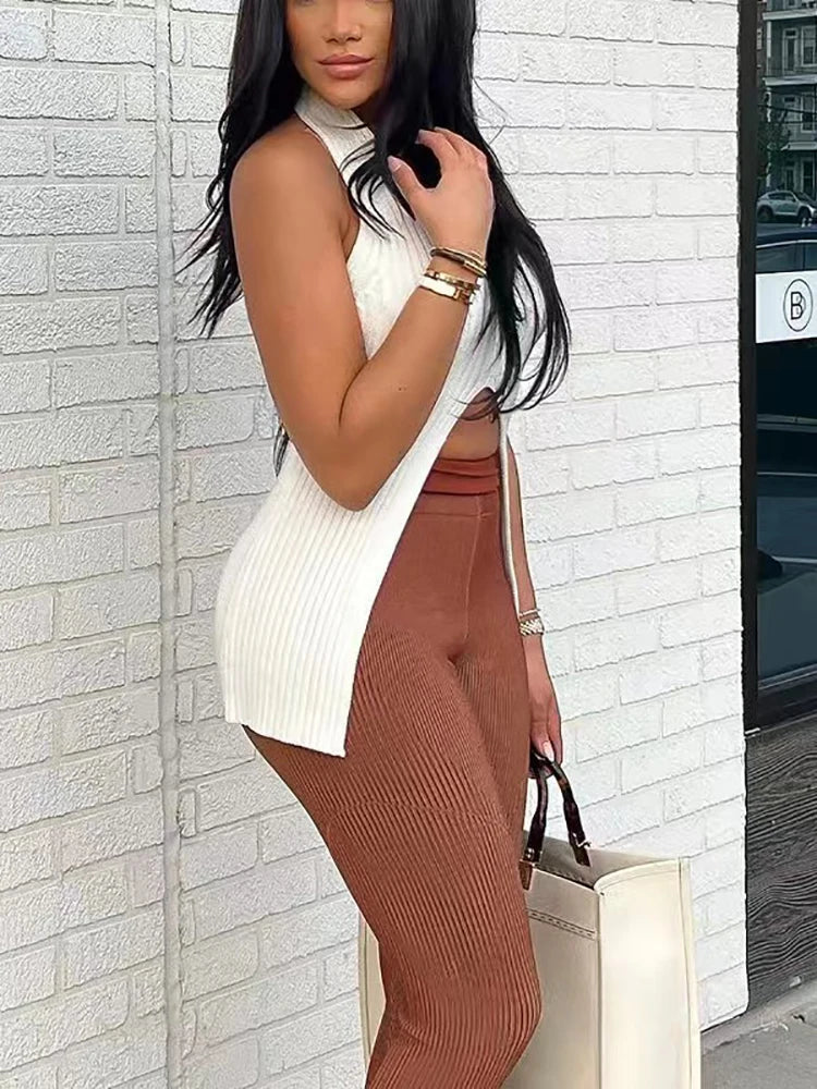 Heliar Women Ribbed Chic Design Tank Top Women Knitted Halter Sexy Tops Camis Tube Tops Women Summer