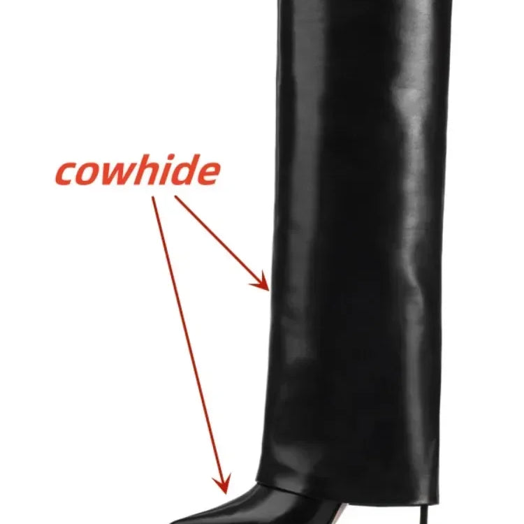 European and American Metal Lock Fasteners for High Tube Skirts, Boot Slopes, Leg Sleeves, Knee Length Boots, Platform Boots S76black cowhide