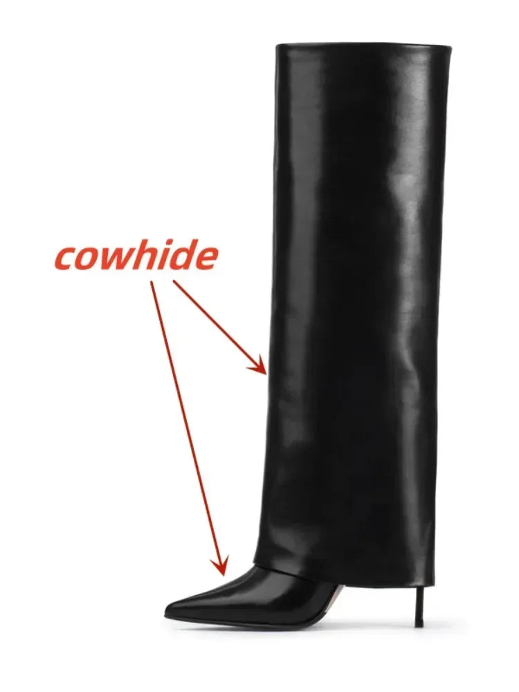 European and American Metal Lock Fasteners for High Tube Skirts, Boot Slopes, Leg Sleeves, Knee Length Boots, Platform Boots S76black cowhide